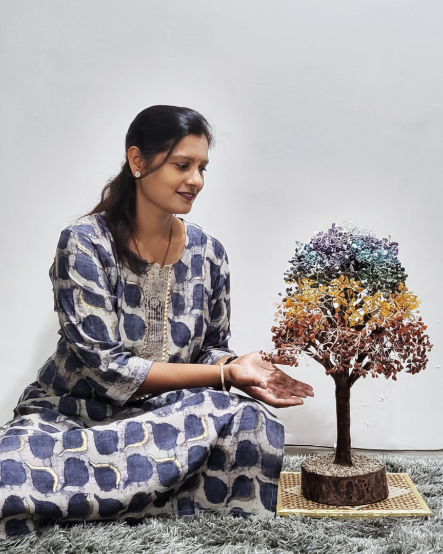 Vaishali meditating in a calm setting